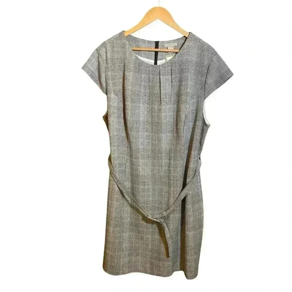 NWT H&M Women's Belted Midi Knee Length Sheath Dress Professional Grey XXL - Picture 1 of 16